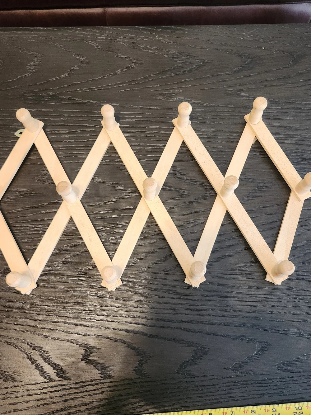Wooden Expandable Accordion Rack - Natural Wood Color W/ 13 Pegs